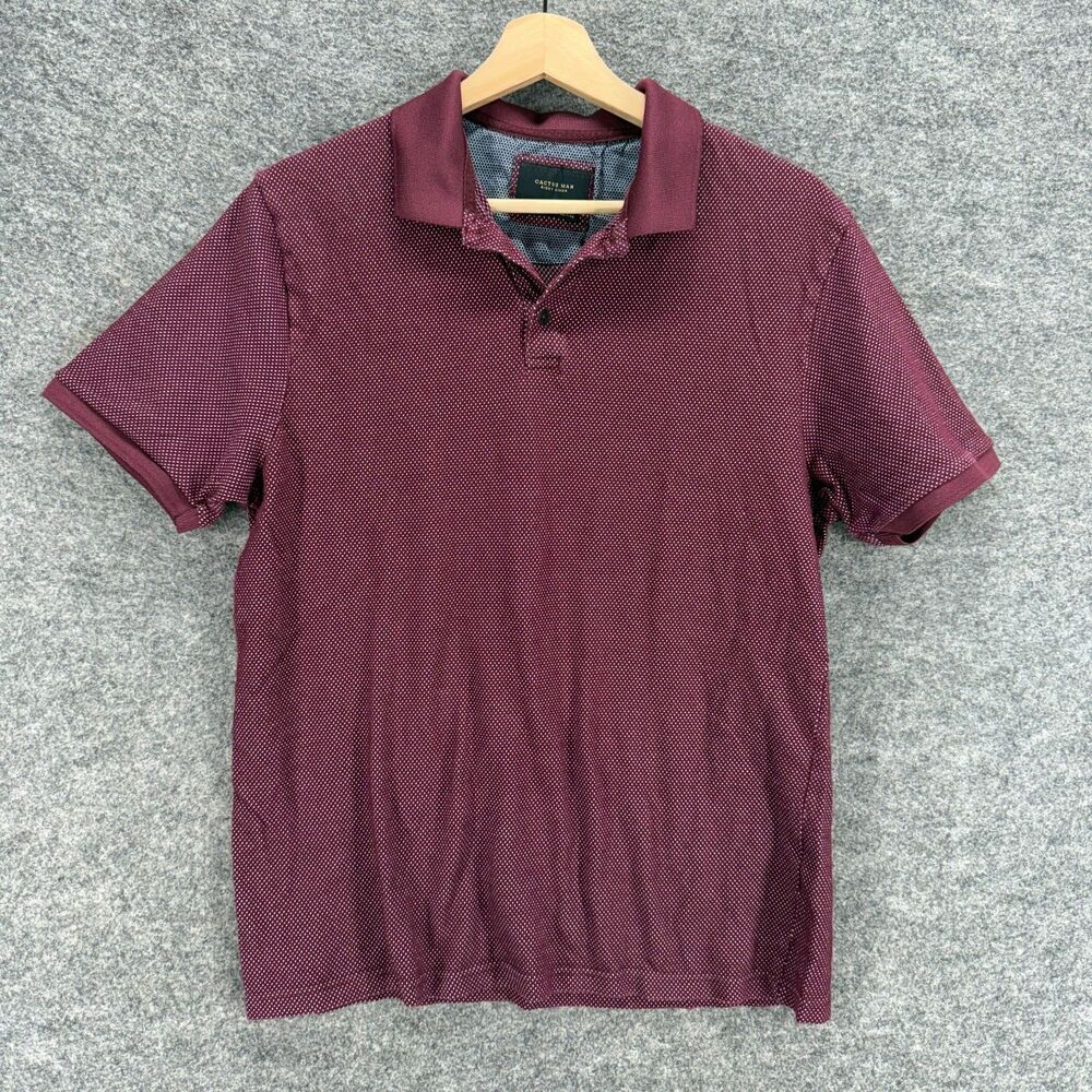 Cactus Man Polo Shirt Men XL Purple Collared Short Sleeve Button Cotton Regular